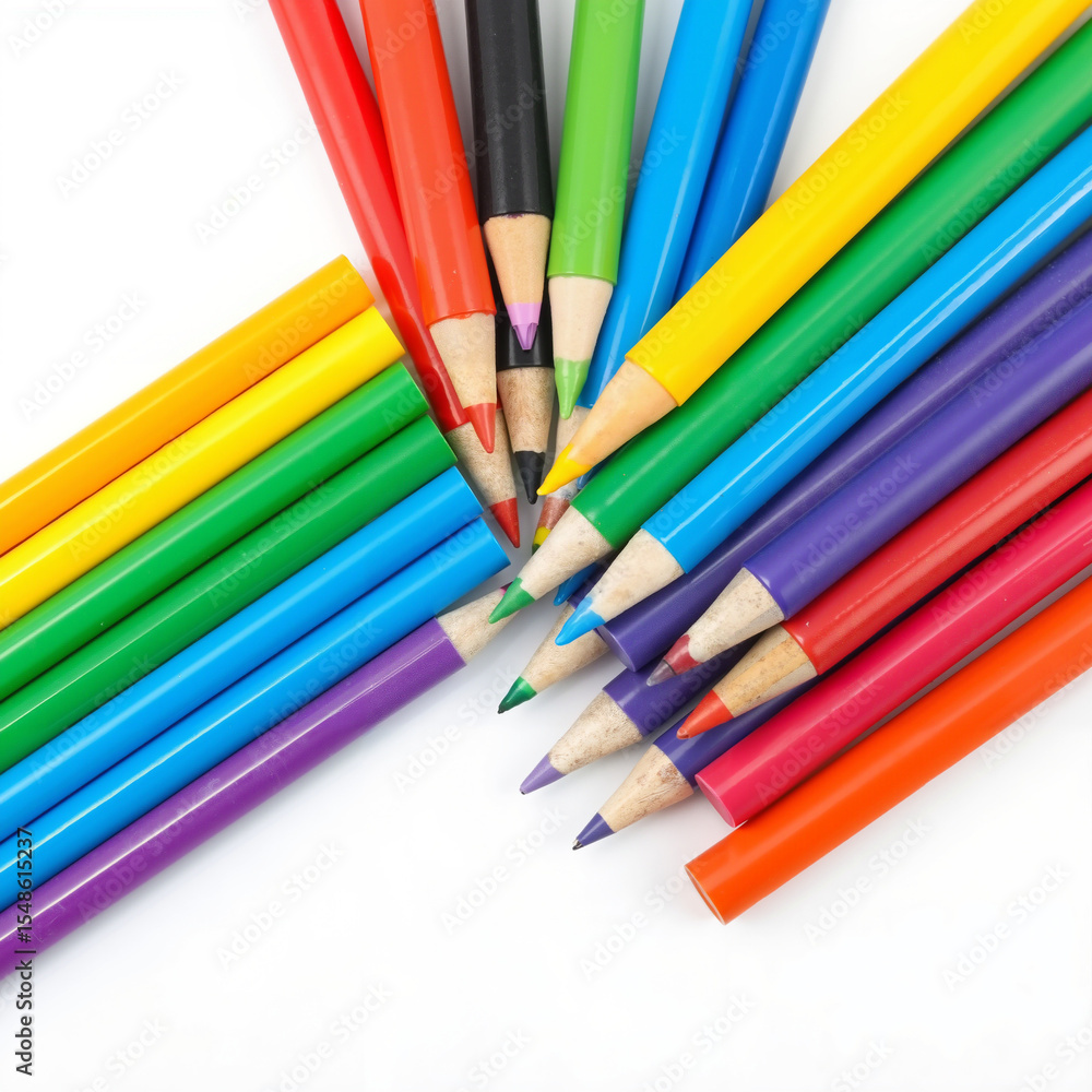 Fototapeta premium Colorful assortment of colored pencils arranged in a vibrant display