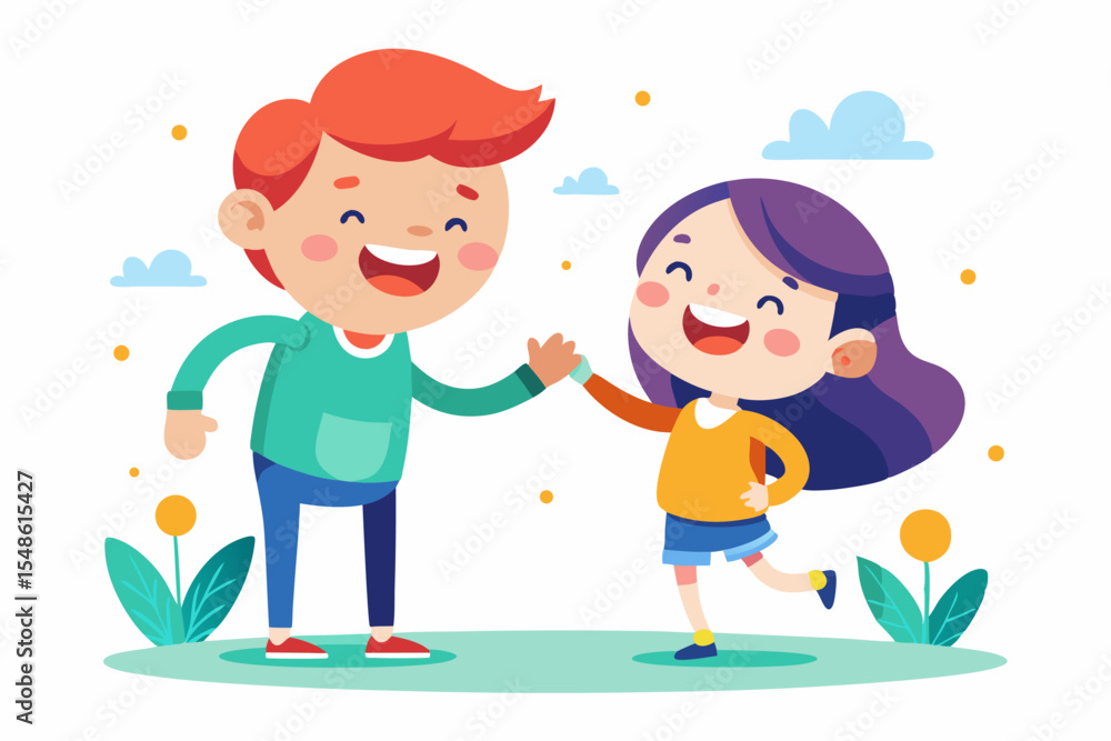 Cartoon illustration of a cheerful grandfather and grandson happily talking and bonding over a basketball. Family love, generation connection Cartoon illustration of a cheerful grandfather and grandson happily talking and bonding over a basketball. Family love, generation connection