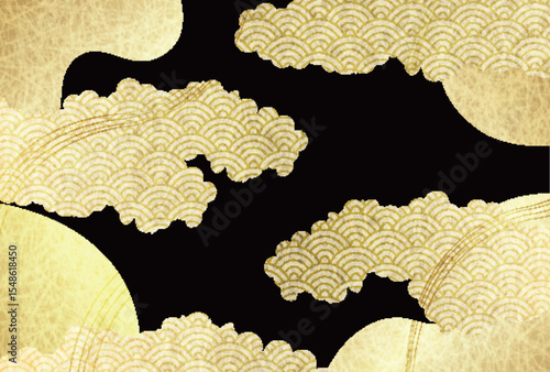 和柄　年賀状　金　背景	