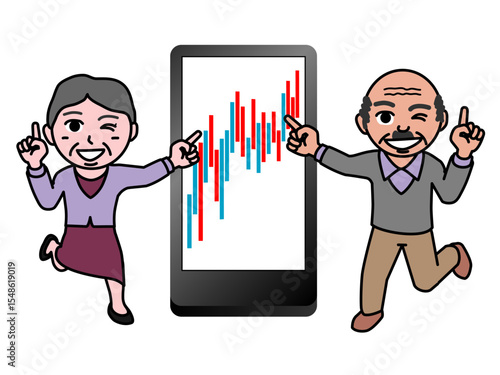 壱A：スマホでNISA投資の複利運用をするシニア男女_CS3 2025_0610_053