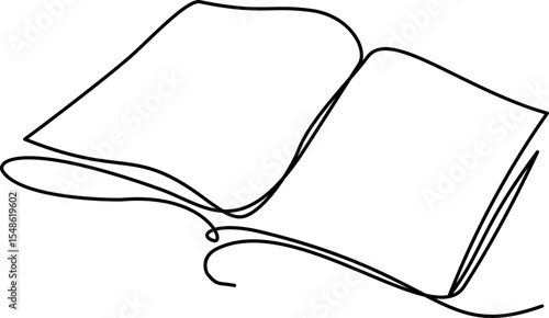 Book Opening Page One Line Drawing Continuous Educational Concept