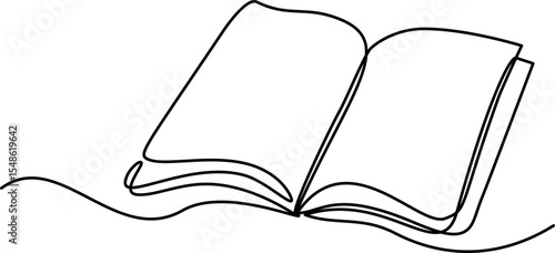 Book Opening Page One Line Drawing Continuous Educational Concept