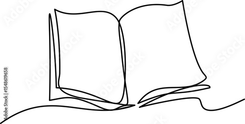 Book Opening Page One Line Drawing Continuous Educational Concept