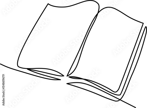 Book Opening Page One Line Drawing Continuous Educational Concept