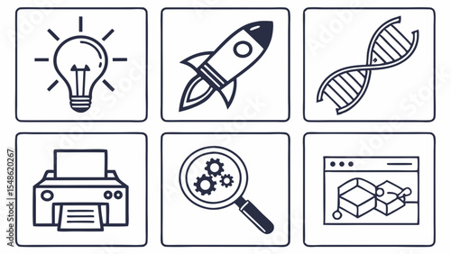 Innovation, Technology, and Scientific Discovery Icons Set
