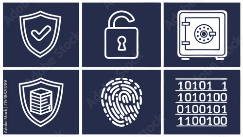 Data Security Icons Secure Data, Privacy, and Protection Illustrations