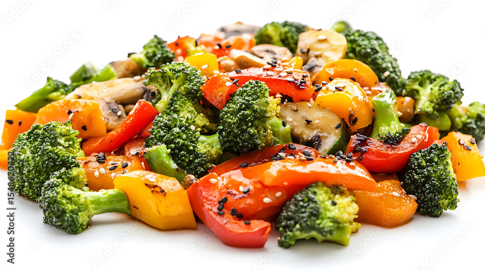 Colorful Stir Fry of Broccoli, Bell Peppers and Mushrooms Colorful Stir Fry of Broccoli, Bell Peppers and Mushrooms