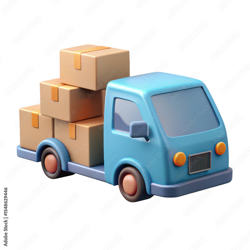 3d delivery truck with boxes isolated on transparent background 3d delivery truck with boxes isolated on transparent background