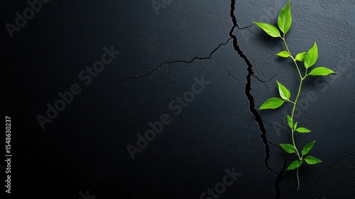 Life Finds a Way: A Green Shoot Emerging from a Cracked Surface