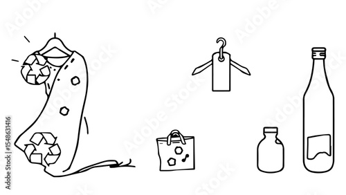 Recycled Fabric Icon – Minimalist Monoline Vector for Ethical Fashion vector set of beer bottles