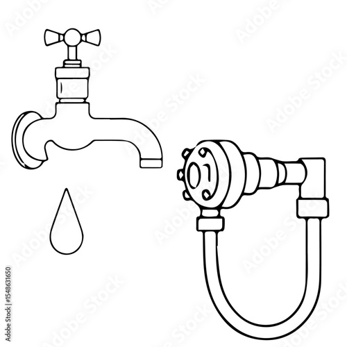 . Water Meter Icon – Minimalist Line Vector
  faucet with a drop of water