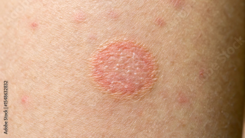 Closeup of ringworm skin infection on human arm