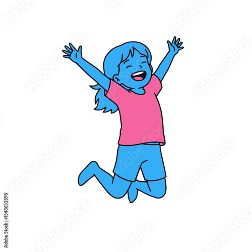 A happy human figure in mid-air, joyfully jumping