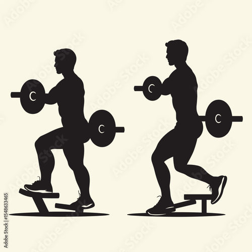 Man Bulgarian Split Squat Barbell Silhouette