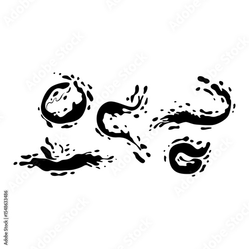 set of black water splash element