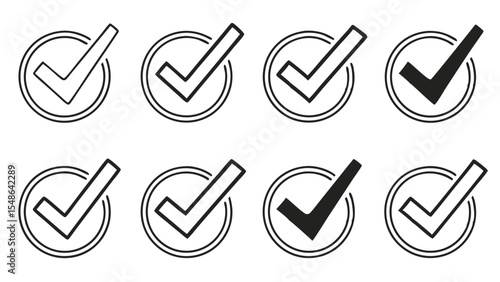 High resolution checkmark icon green red blue and black variations