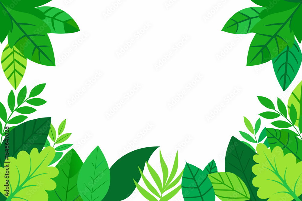 Naklejka premium Green leaves form a natural frame, bordering the vibrant essence of nature's spring and summer foliage