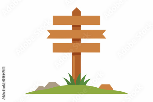 Rustic Wooden Signpost Blank Directional Sign for Adventure, Travel, and Wayfinding