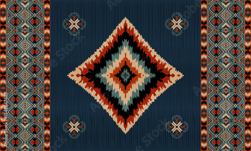 American tribal ethnic native pattern.Traditional Navajo,Aztec,Apache,Southwest and Mexican style fabric pattern.Abstract vector motifs pattern.For fabric,clothing,blanket,carpet,woven,wrap,decoration