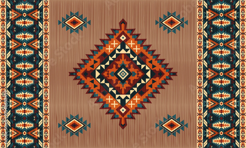 American tribal ethnic native pattern.Traditional Navajo,Aztec,Apache,Southwest and Mexican style fabric pattern.Abstract vector motifs pattern.For fabric,clothing,blanket,carpet,woven,wrap,decoration