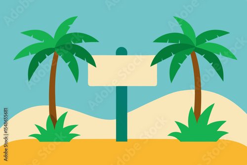 Tropical palms grace a sunny island beach, perfect for a summer vacation