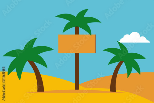Tropical palms grace a sunny island beach, perfect for a summer vacation