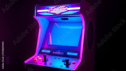 Retro Arcade Machine with Glowing Buttons