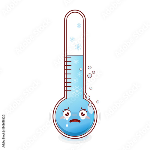 thermometer cold scared face cartoon cute