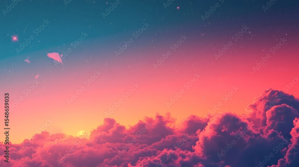 Fototapeta premium Red, Orange, and Blue Sunset Sky with Clouds