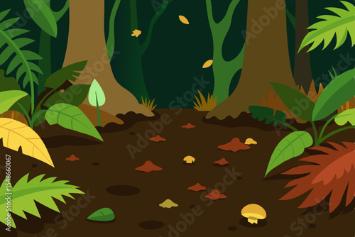 Seamless vector pattern of autumn leaves on the ground in a forest, illustrating the natural beauty of the fall season