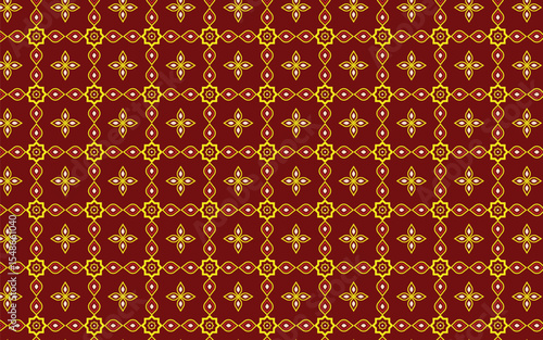 Seamless Traditional Red and Gold Decorative Pattern.