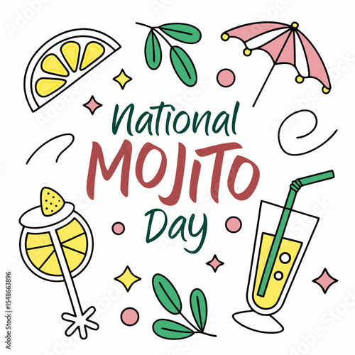 NATIONAL MOJITO DAY vector illustration