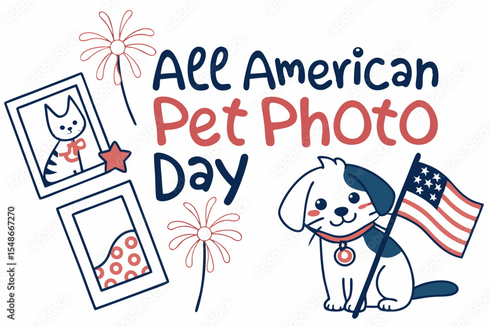 Fototapeta premium ALL AMERICAN PET PHOTO DAY vector illustration