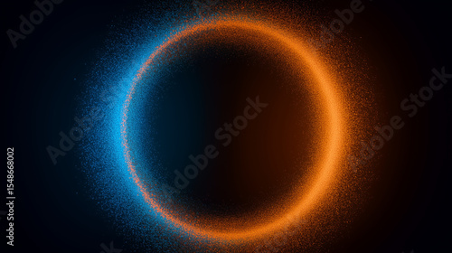 A circular spiritual halo in blue and orange tones symbolizes mental health, energy, and aura, with a soft grainy gradient.