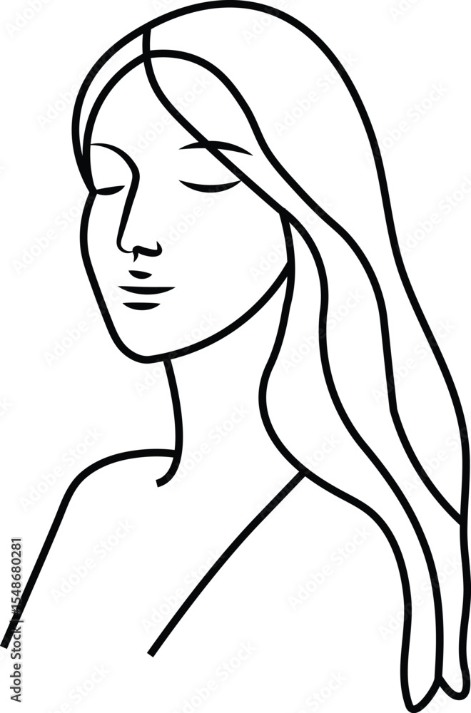 Long-haired woman's beauty, a fashion illustration of elegance and style Long-haired woman's beauty, a fashion illustration of elegance and style