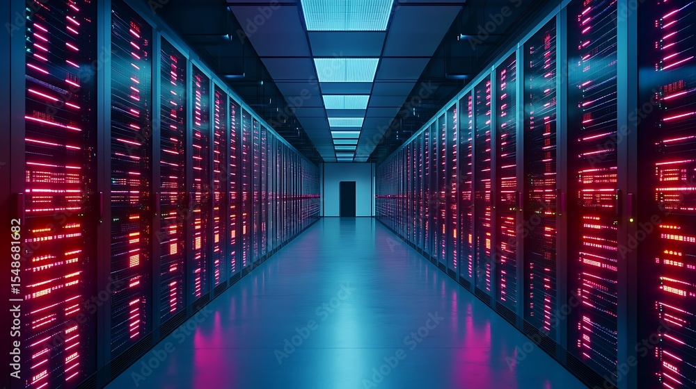 Fototapeta premium Futuristic server room interior (1)