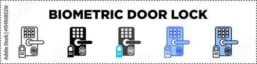 Biometric Door Lock Icon Pack Line And Glyph