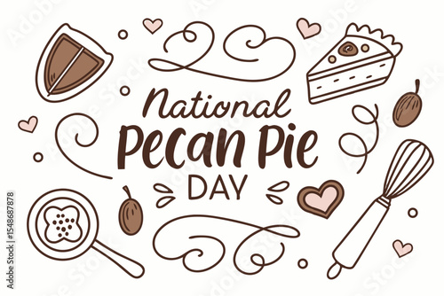NATIONAL PECAN PIE DAY vector illustration