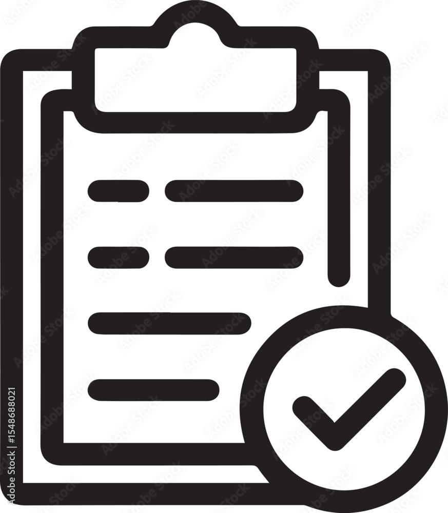 Black and White Checklist Icon Clipboard Document Task Complete Checkmark Symbol Graphic Design Element User Interface U I U X Application Black and White Checklist Icon Clipboard Document Task Complete Checkmark Symbol Graphic Design Element User Interface U I U X Application