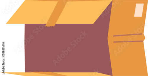 Crumpled opened cardboard box vector illustration