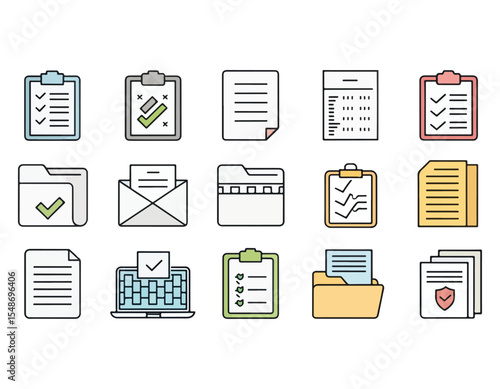 Checklist Icons A Collection of Colorful Flat Design Elements for Project Management and Organization