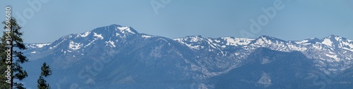 Snow covered mountains in the Tahoe lake