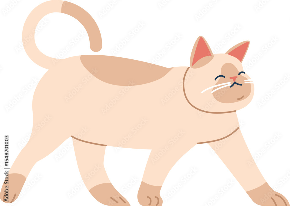 Obraz premium Little cat walking vector illustration