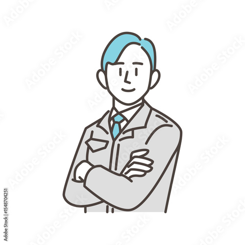 Worker crossing his arms with a confident expression [Vector illustration]