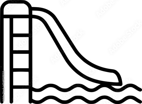 Water Slide Outline Icon for Amusement Park