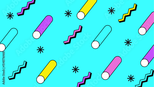 Vibrant purple 80s retro pattern suitable for background designs, fashion prints, textile products, and nostalgic themed collaterals.