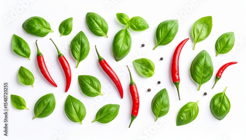 Wallpaper Mural green peppers on white background Torontodigital.ca