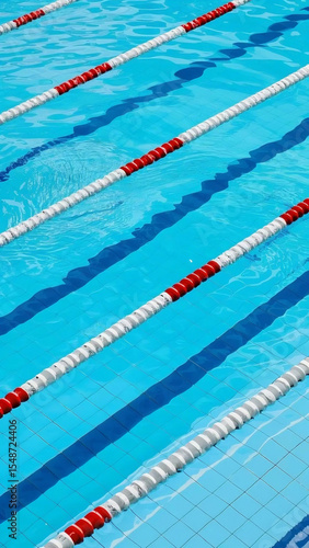 Top-Down Realistic View of Swimming Pool with Lane Dividers and Ripples
