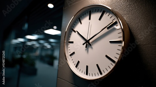 Wallpaper Mural Large modern round wall clock with minimalist design and black hour markers and hands in a contemporary interior setting at an airport or train station Torontodigital.ca