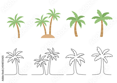 Vector illustration of palm trees.